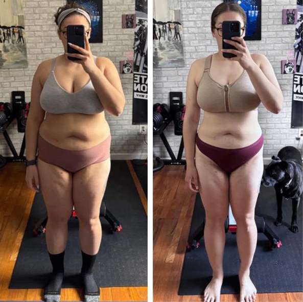 Alyssa before and after transformation, Down 44 lbs in 6 months