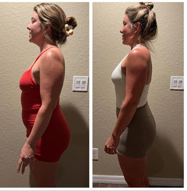 Jess before and after transformation, Down 20 lbs in 3 months