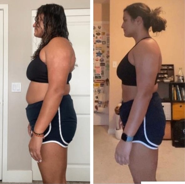 Anna before and after transformation, Down 30 lbs in 1 year