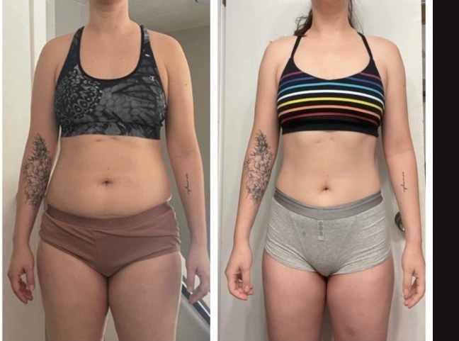 Sarah before and after transformation, Down 10 lbs in 12 weeks