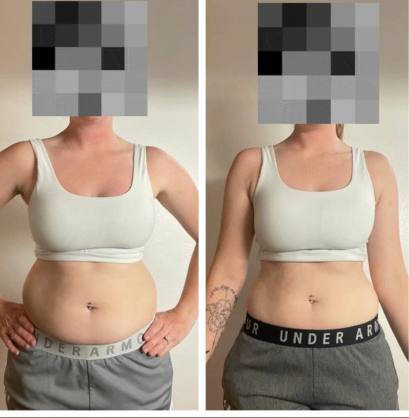 Diana before and after transformation, Down 8 lbs in 3 months with serious body recomp