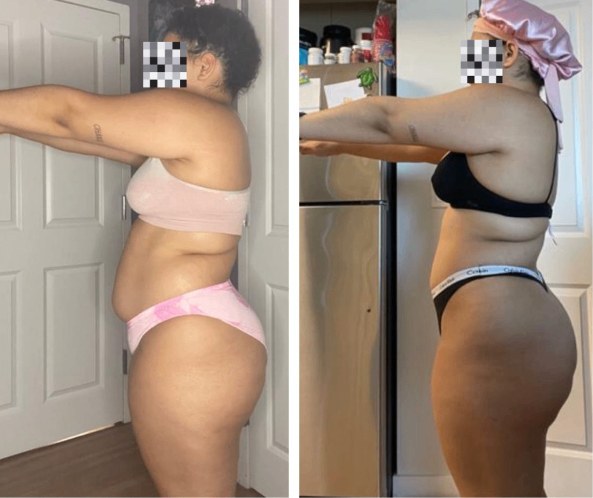 Rose before and after transformation, Down 17 lbs in 3 months