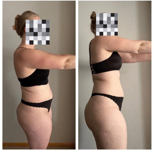 Caroline before and after transformation, Down 14 lbs in 3 months