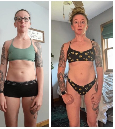 Caitlin before and after transformation, Up 6 lbs in 6 months and looking leaner
